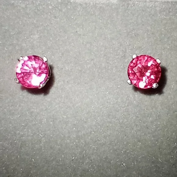 14Kt White Gold 0.88ctw Burma Pink Spinel Stud Post Earrings - Picture 1 of 4